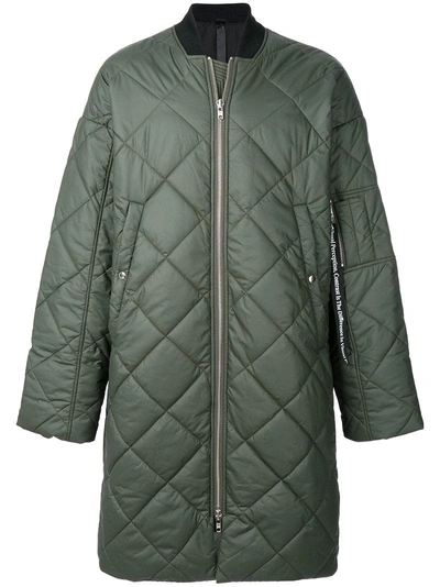 Odeur Long Quilted Coat - Green