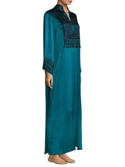 Josie Natori Couture Divinity Mandarin Silk Sleepshirt In Blue Lagoon