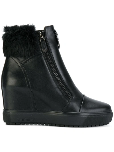 Baldinini Wedge Fur Boots - Black