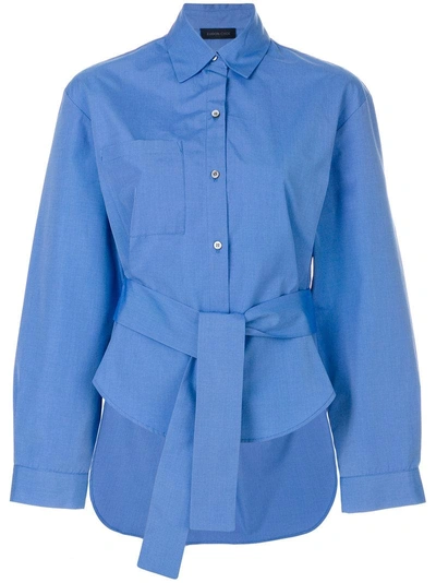 Eudon Choi Asymmetric Belt Shirt In Blue