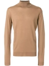 John Smedley Roll Neck Sweater In Brown