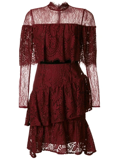 Perseverance London Tiered Ruffled Lace Dress