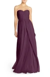 Jenny Yoo Mira Convertible Strapless Chiffon Gown In Black Currant
