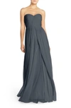 Jenny Yoo Mira Convertible Strapless Chiffon Gown In Storm