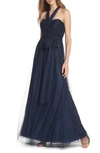 Jenny Yoo Annabelle Convertible Tulle Column Dress In Navy