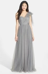 Jenny Yoo Annabelle Convertible Tulle Column Dress In Sterling Grey