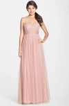 Jenny Yoo Annabelle Convertible Tulle Column Dress In Whipped Apricot
