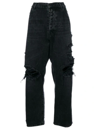 Ben Taverniti Unravel Project Ripped Wide Leg Jeans In Black