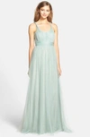 Jenny Yoo Annabelle Convertible Tulle Column Dress In Sea Glass