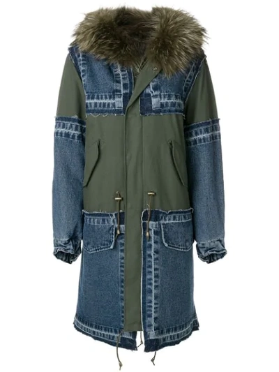 Furs66 Hooded Patchwork Parka In 060
