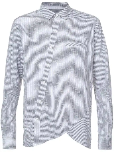 Private Stock Off-centre Button Placket Striped Shirt In Grey