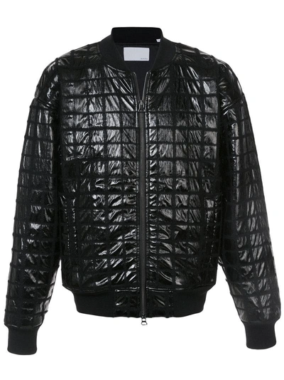 Private Stock Grid-quilted Taffeta Bomber Jacket In Black