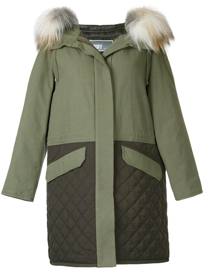Yves Salomon Army Quilted Combo Parka - Green