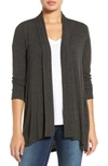 Bobeau High/low Jersey Cardigan In Charcoal