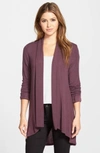 Bobeau High/low Jersey Cardigan In Burgundy Stem