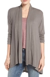 Bobeau High/low Jersey Cardigan In Taupe