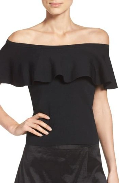 Eliza J Ruffle Top In Black