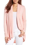 Bobeau High/low Jersey Cardigan In Pink Blossom