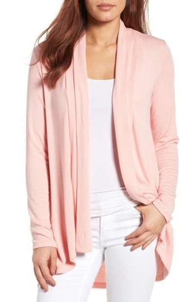 Bobeau High/low Jersey Cardigan In Pink Blossom