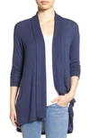 Bobeau High/low Jersey Cardigan In Navy Peacoat