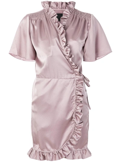 Iil7 Ruffled Wrap Dress In Pink