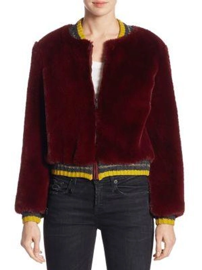 Barber Donica Faux Fur Bomber Jacket In Winter Wine