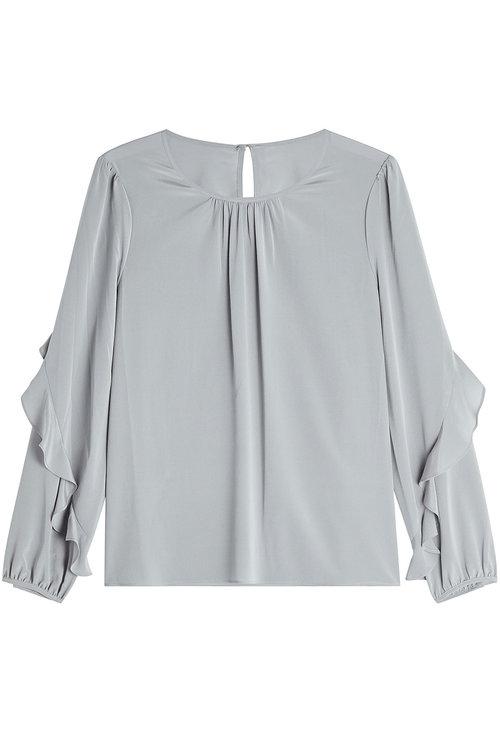 Steffen Schraut Silk Blouse With Ruffles In Grey Modesens