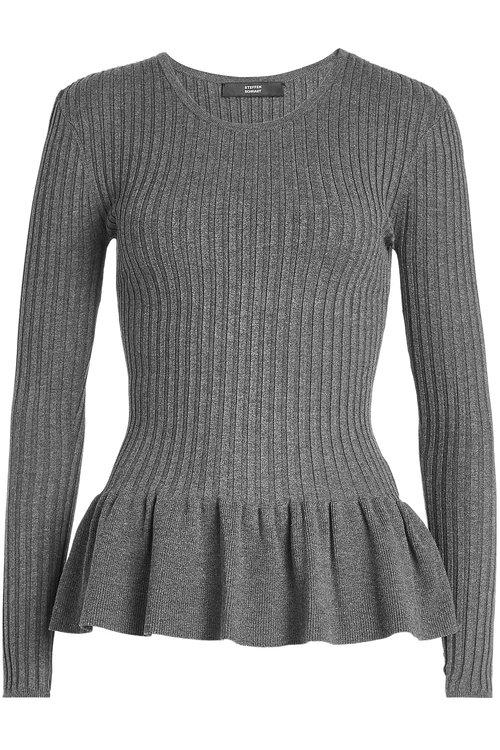 Steffen Schraut Pullover With Peplum In Grey Modesens