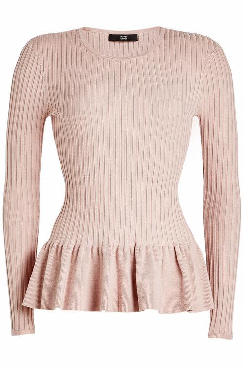 Steffen Schraut Ribbed Top With Peplum In Pink Modesens