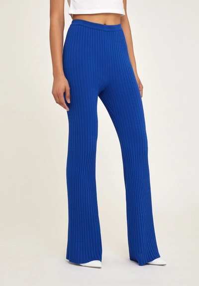 Genny Blue Pleated Knitted Trousers