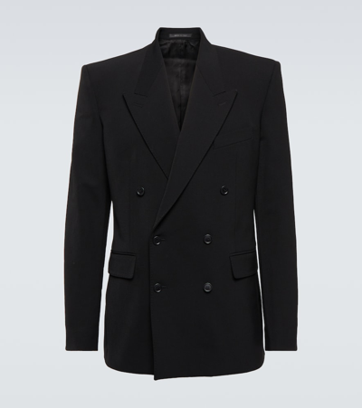 Balenciaga Shrunk Db Wool Blazer In Black