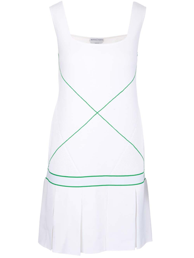Bottega Veneta Pleated Embroidered Knitted Mini Dress In White