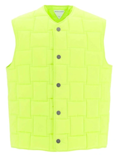 Bottega Veneta Buttoned V-neck Padded Vest In Green
