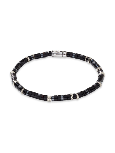 John Hardy Men's Sterling Silver Classic Chain Onyx & Hematite Bead Heishi Bracelet In Black