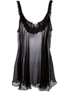 Gilda & Pearl Bardot Sheer Slip Dress In Black