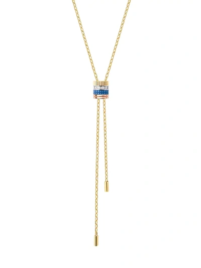 Boucheron Tricolor 18k Gold Quatre Blue Ceramic And Diamond Necklace In Yellow Gold