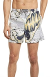 Open Edit Recycled Volley Swim Trunks In Ivory Birch Illustrated Wave