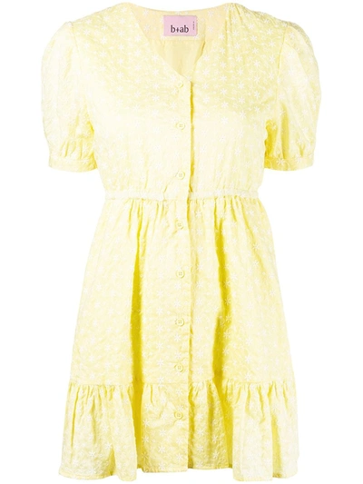 B+ab Textured-finish Cotton Dress In Yellow