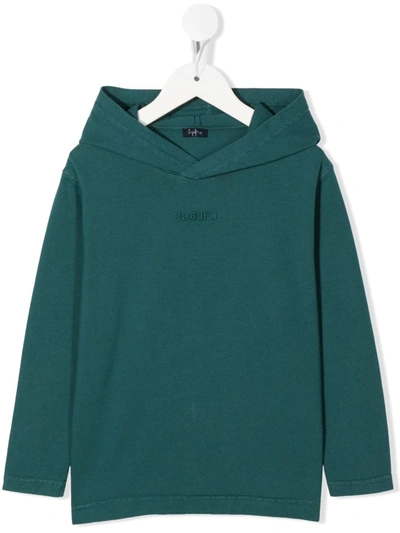 Il Gufo Kids' Embroidered-logo Hoodie In Green