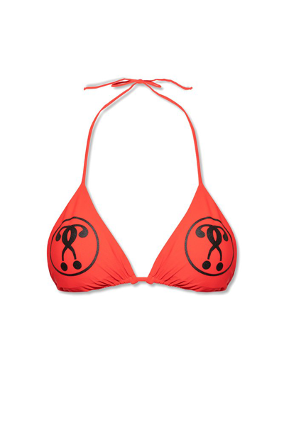 Moschino Logo-print Bikini Top In Red