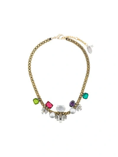 Radà Gemstone And Faux Pearl Embellished Necklace In Metallic