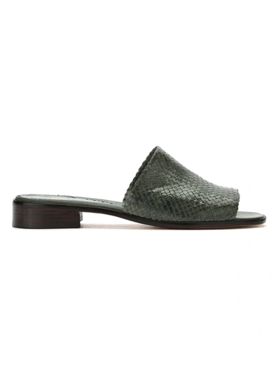 Sarah Chofakian Textured Leather Mules In Black