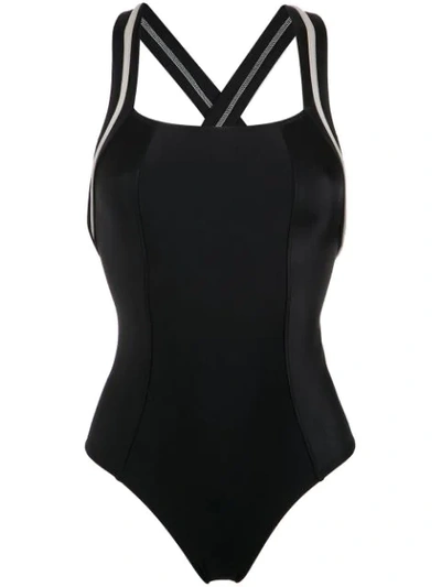 Lygia & Nanny Maracatu Metallic Swimsuit In Preto / Prata