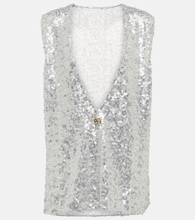 Dolce & Gabbana Paillettes Top In Silver