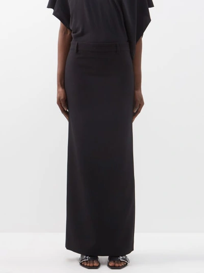 Balenciaga Wool-barathea Column Skirt In 블랙