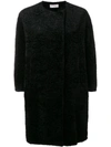 Alberto Biani Faux Fur Collarless Coat - Black