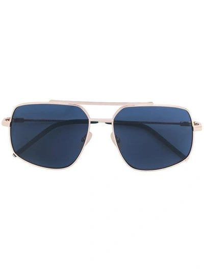 Fendi Eyewear Aviator Square Sunglasses - Farfetch In Metallic