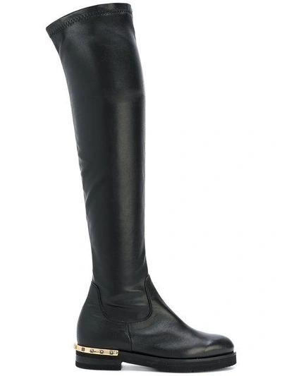 Baldinini Studded Heel Boots In Black