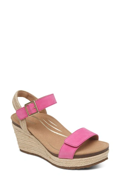 Aetrex Sydney Wedge Espadrille Sandal In Azalea