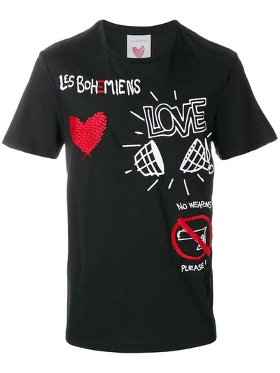 Les Bohēmiens T-shirt Mit Stickerei In Black